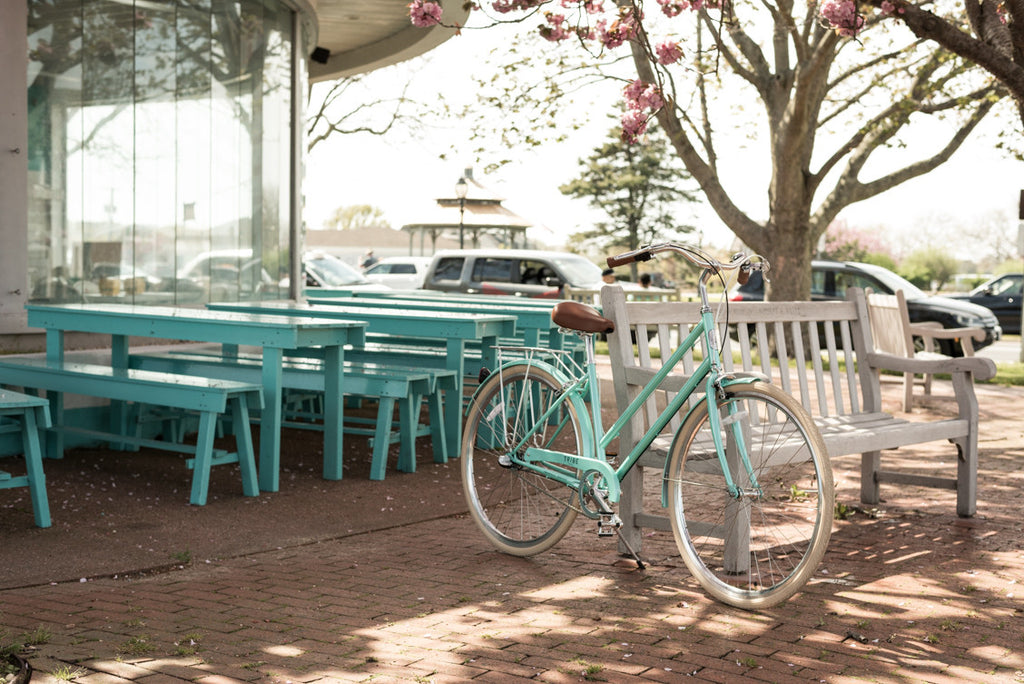 Tribe Bicycle Co City Series Omafiets Cruiser Bike Champagne Dutch Bike Turquoise Billie Carroll Knowlita